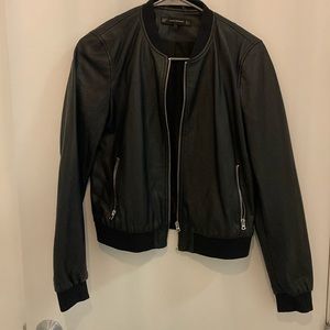 Zara leather bomber jacket